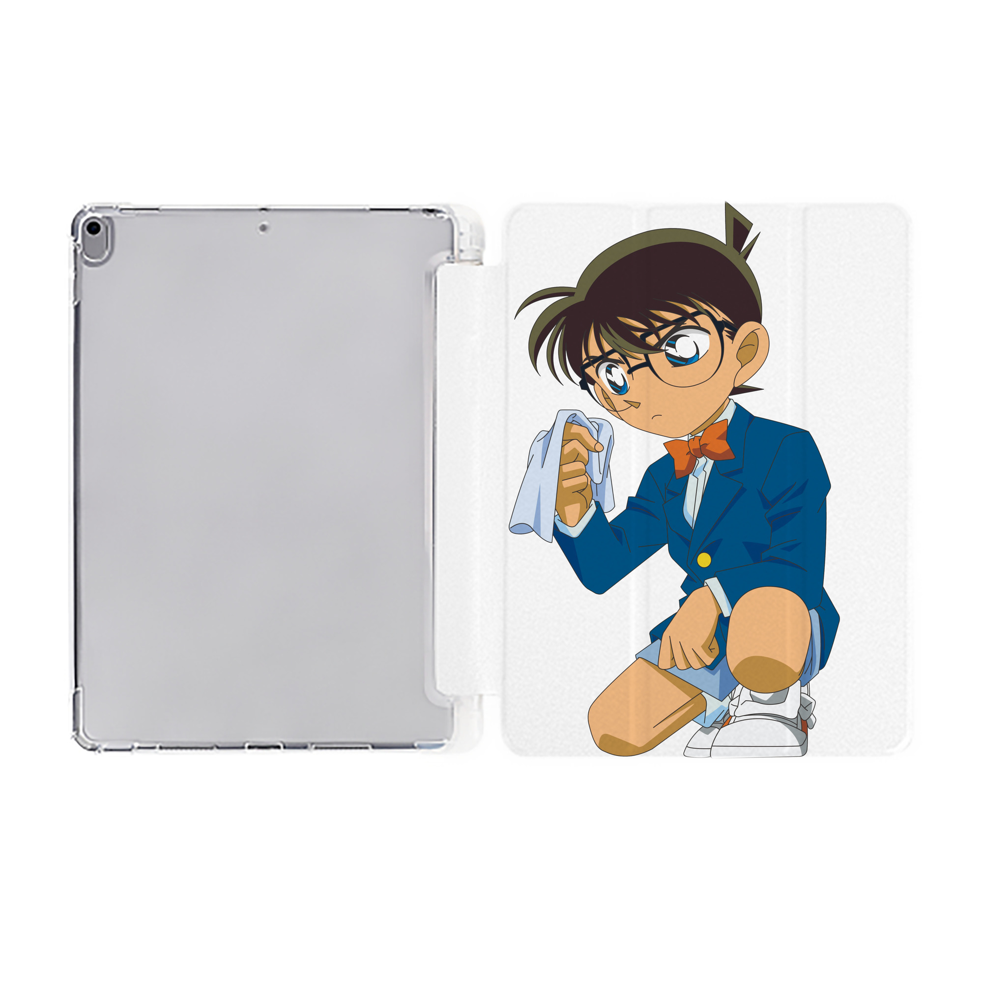 （画像用） 名探偵コナン 江戸川 コナン Detective Conan Conan Edogawa IPad ケース ペン収納付き 三つ折りスタンド PUレザー×シリコン 対応機種9.5/10.5/10.9インチ